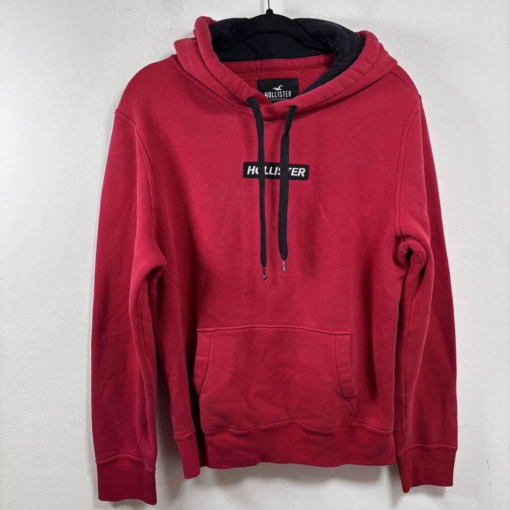 Hollister Red Hoodie Men's Women's M Y2K Streetwear Cotton Blend Logo Pullover
